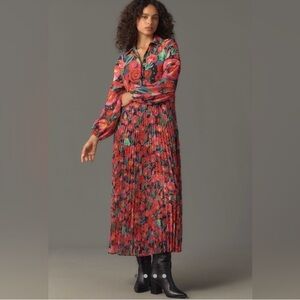 Farm Rio Pleated Drop Waist Floral Maxi Dress